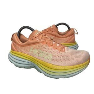Hoka One One Bondi 8 Yellow Orange Womens Athletic Running Shoes Size 9 B